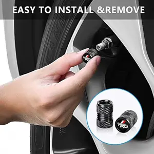 4pcs Black Tire Valve Stem Caps, TRD Accessories Compatible with Toyota TRD Sequoia Tundra Tacoma 4Runner Trucks, Universal Air Cover Auto Replacement Parts for Cars, SUVs, Motorcycles Automotive Tire Pressure Caps