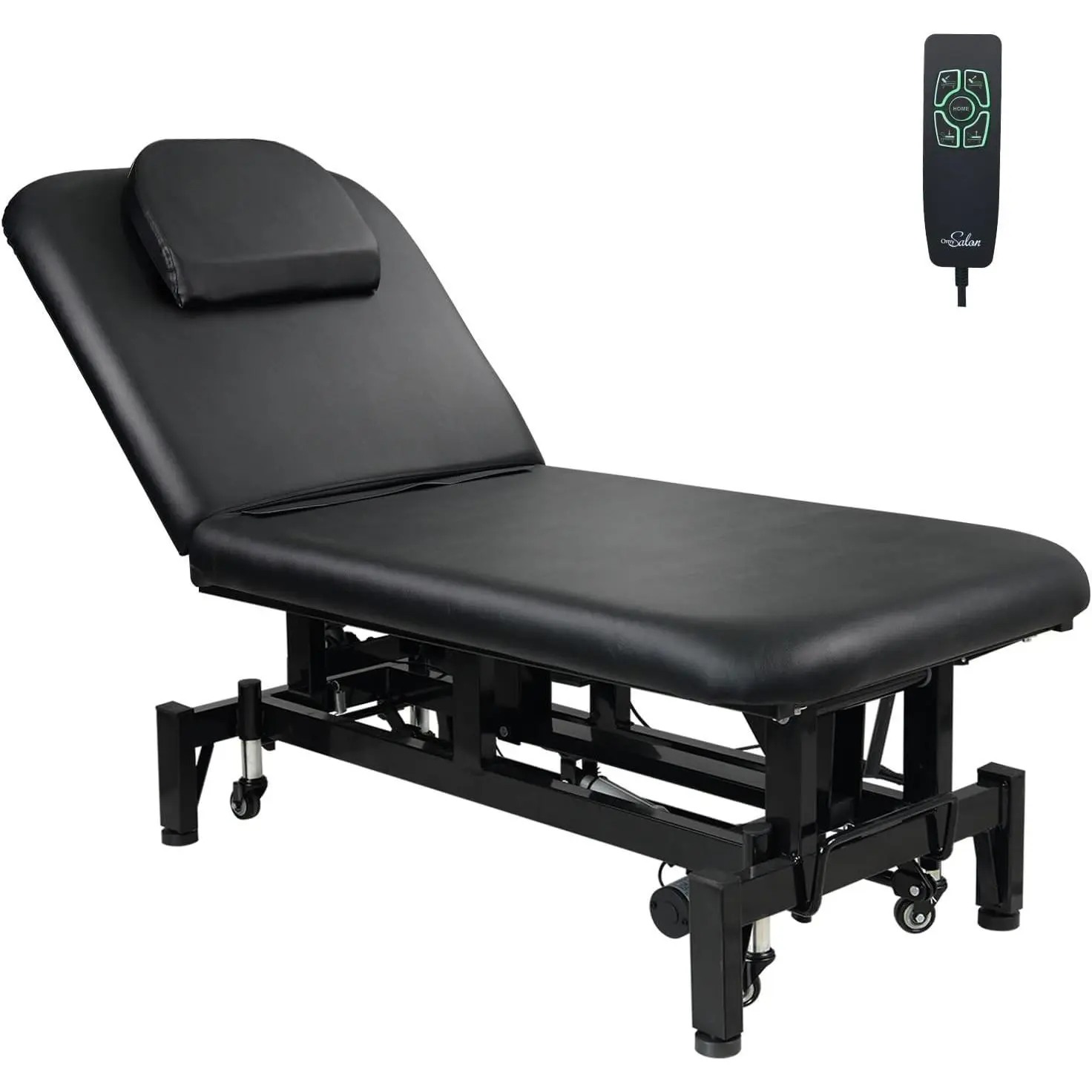 OmySalon 2-Motor Electric Lift Massage Table - Sturdy Heavy-Duty Commercial Salon Treatment Bed with Memory Foam, Adjustable Height & Backrest for Professional Physical Therapy Spa Use