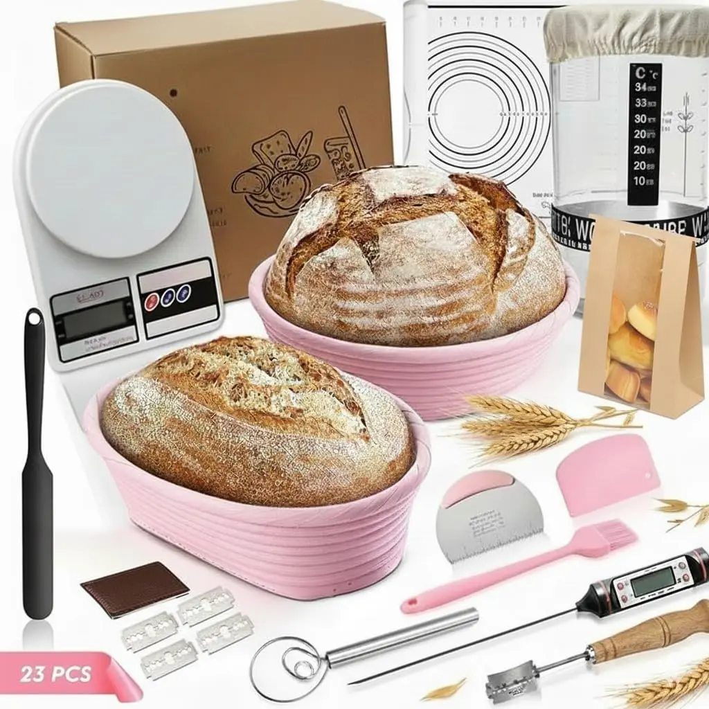 Sourdough Starter Kit, Bread Proofing Basket Set, 18 Pcs/Set Round  Oval Banneton Bread Proofing Baskets, Bread Making Tools Premium,