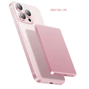 Magnetic Wireless Charger 5000mah Portable Fast Charging Pad Magnetic Power Bank Charger for iPhone & Android Devices, Compact Design for Travel Use