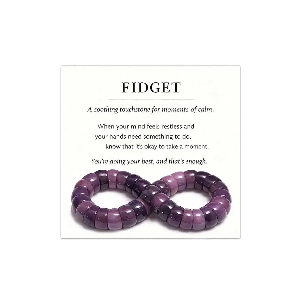 DearLuniva B Anxiety Relief Items Fidget Bracelet for Women Men Natural Bodhi Seeds Beaded Bracelets Zen Fidget Stretch Colorful Bracelets Anxiety Stress Protection Healing Bodhi Jewelry Gifts