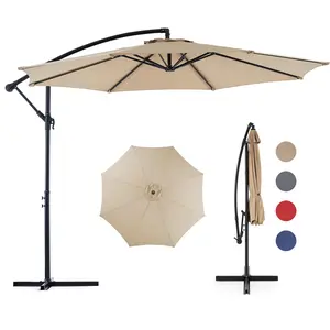 9.8FT Offset Patio Umbrella Hanging Cantilever Umbrella - Outdoor Sun Shade with Easy Tilt Adjustment, 8 Ribs, UV Protection