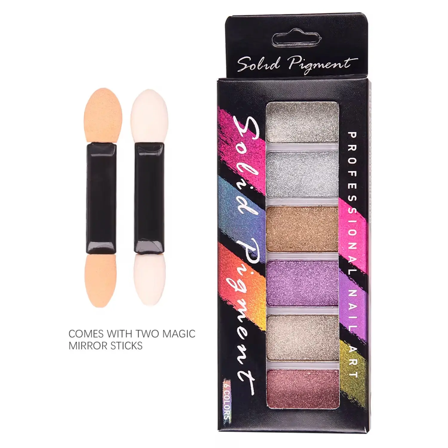 6-Color Chrome Shimmer Pigment Palette for Makeup, Multicolor Eyeshadow, Matte-and-Glitter Nail Art Accessory for Nail Art Lovers