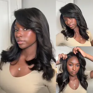 Recool Hair Pre-layered Yaki Loose Wigs Human Hair Pre-C Part 90’s Blowout Haircut Natural Part Pull Go Glueless Wig Human Hair 180% Density#TikTokShopBlackFriday