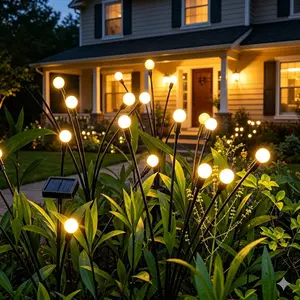 Hoodink Solar Firefly Light, Solar Lights Outdoor（4/8 Packs, 32/48 LEDs), Solar Garden Lights, Garden Decor, Fairy Lights, Firefly Light for Patio Decor,Big Bulb,Gifts for Women, Girlfriend,Grandma