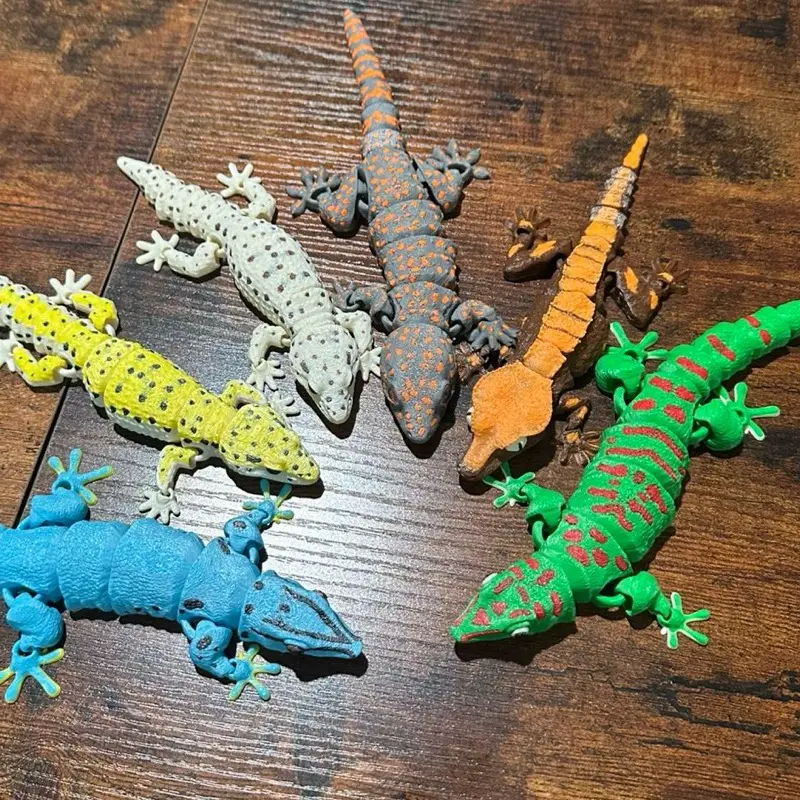 Articulated Gecko Collection - 6 Unique Types White Leopard, Yellow Leopard, Tokay, Blue Giant Day, Green Giant Day & Crested Geckos for Easy Selection Variety