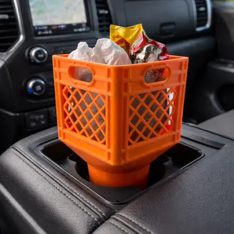 3D Printed Quart Tea Car Cup Holder Mini Jug Crate - Made-to-Order Car Organizer for Console, Shop-ready Organizer, Lightweight & Sturdy, Secure Jug Mount, Wear-Resistant, Heat-Resistant, Snug Fit, Everyday Use, Mini Trash Can Alternative