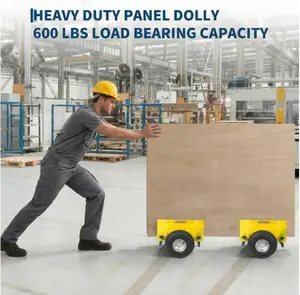 Panel Dolly Heavy Duty Drywall Cart with 660 lbs Capacity, 10" Rubber Wheels, Steel Frame, Adjustable Clamp, Extended Handle for Construction Sites