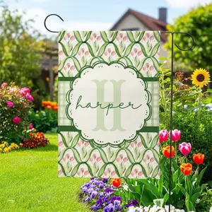 Custom Name Tulip Garden Flag Double Sided 12x18inch| Preppy Monogram Last Name Yard Decor | Coquette Aesthetic Porch Sign | Mothers Day Housewarming Gift 2026
