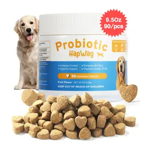 HAPWAG 8-in-1 Probiotics for Dogs –  Gut Health, Digestive & Immune Support – Premium-Quality Ingredients – Pork Flavor – 90 Chewable Treats Canine Nutritional Supplement