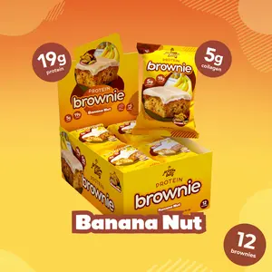 Banana Nut Prime Bites - 12 Pack - Protein Brownies with 19g Protein and 5g Collagen Snack - Fresh Baked High Protein Snack w/ Low Sugar