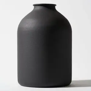 Large Matte Aloe Pattern Vase 8.6 Inches, Modern Boho Style, Living Room Dining Table Floral Decor Centerpiece, Round Shape, Decorative Vase