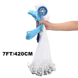 Diameter 6Ft 7Ft 1Pcs/Pack Hand Throw Casting Net Chain Bottom Full Spread Wire Cast Nets for Fishing