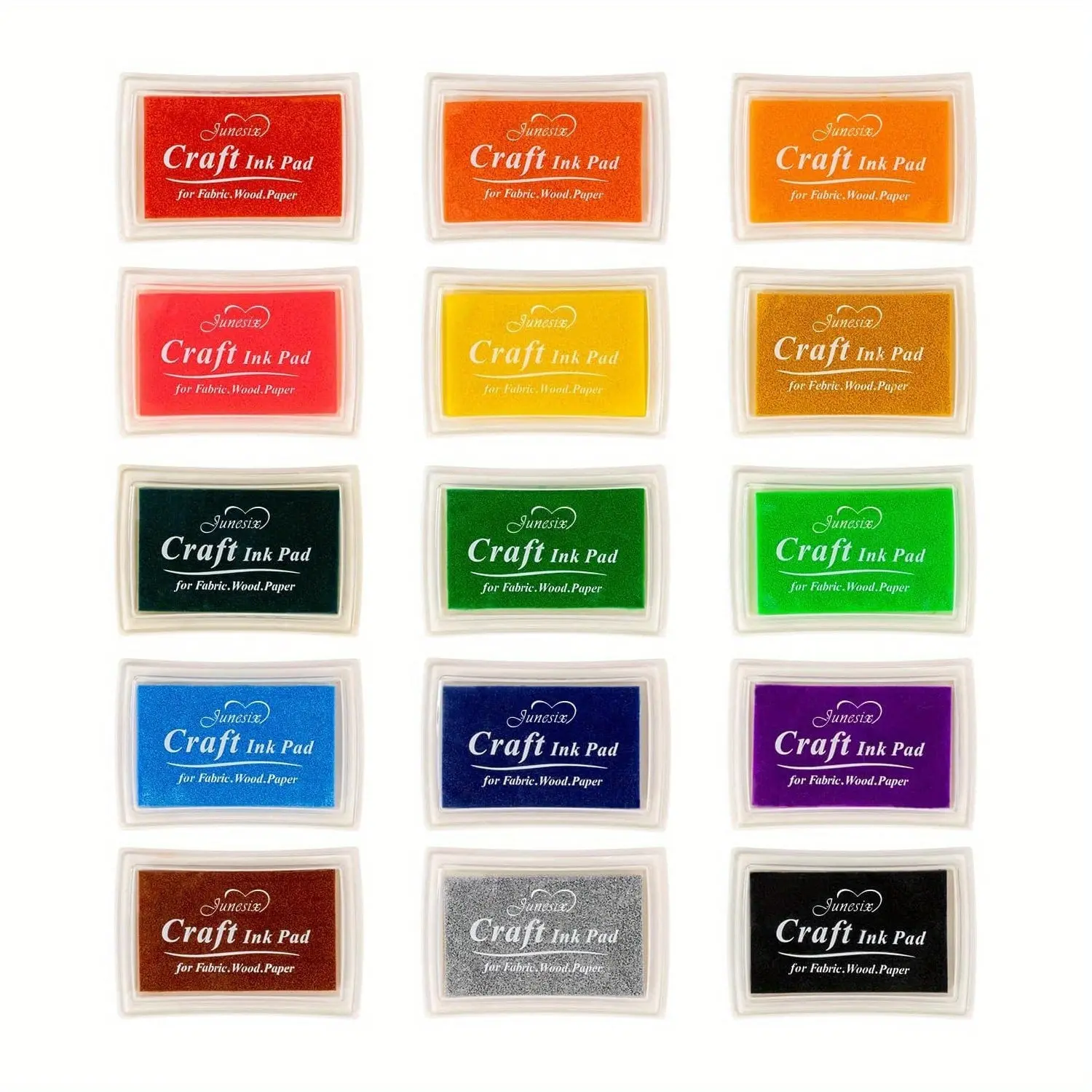 15-Pad Pack Rainbow Ink Pads Set, Washable Non-Toxic Quick-Drying Odor-Free Eco-Friendly Office Stationery for Kids’ Finger Painting & DIY Art Projects