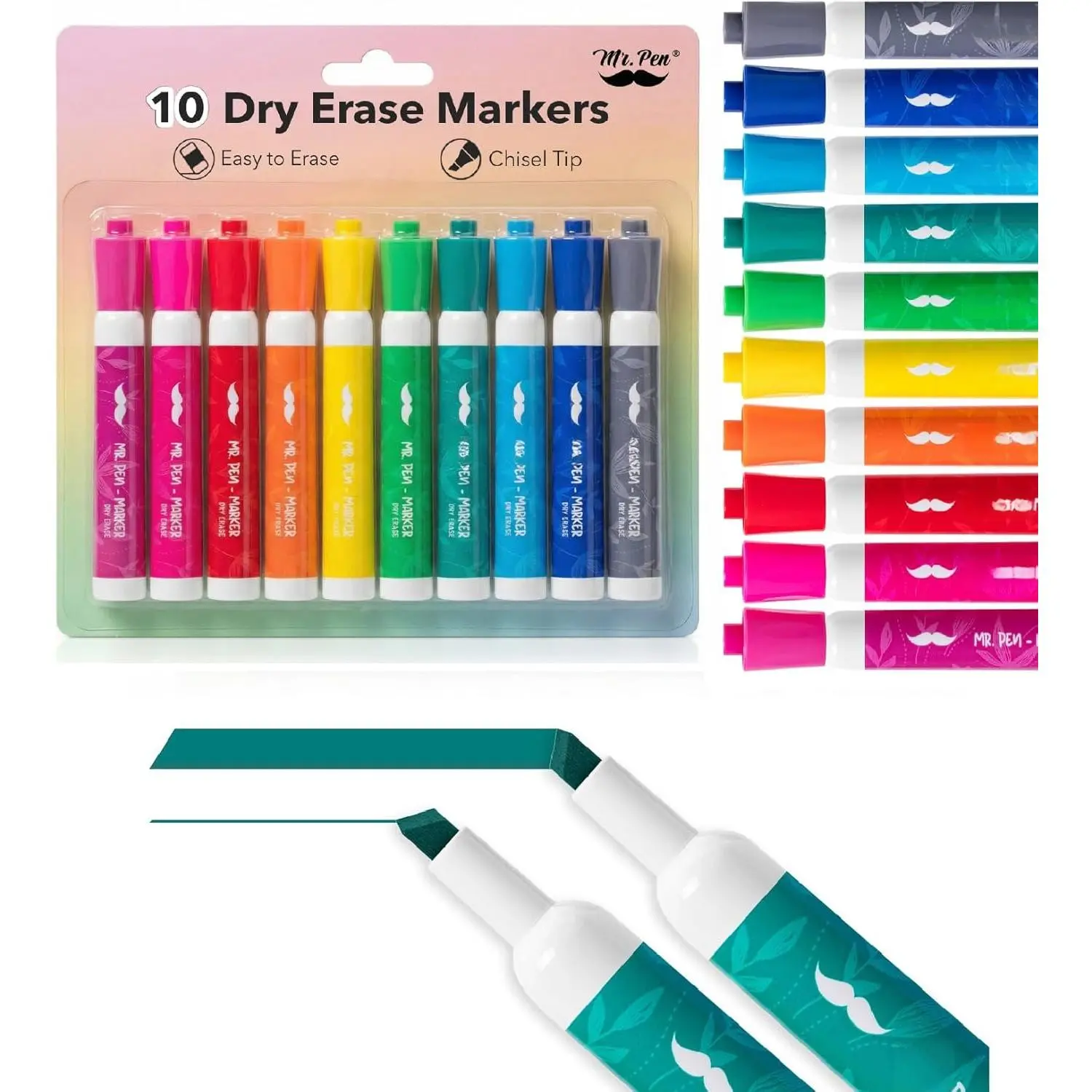 - Dry Erase Markers, 10 Pack, Assorted Colors, Low Odor Ink, Chisel Tip, White Board Markers Dry Erase, Ideal for Classroom,  to School Supplies, Teachers, Office, Whiteboard &