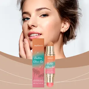 Zephoco Multi-Purpose Contour Stick (Brown + Peach) Dual-Ended Cream Blush & Contour Stick for 3D Soft-Focus Makeup, Portable Touch-Ups, Long-Lasting Color