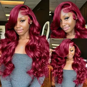 Tahikie #99J 13x6 Full Frontal HD Lace Body Wave Wig 200% Density Burgundy Colored #4 Chocolate Brown Natural Black Human Hair Wigs For Women #SummerVibes