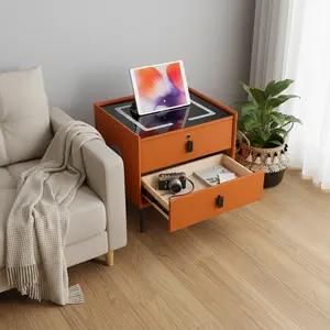 Smart Bedside Cabinet 30 Fingerprints LED USB 2 Drawers 88lbs home essentials