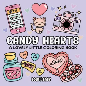 Candy Hearts Coloring Book & Reusable Protective Sheet by Wook Books
