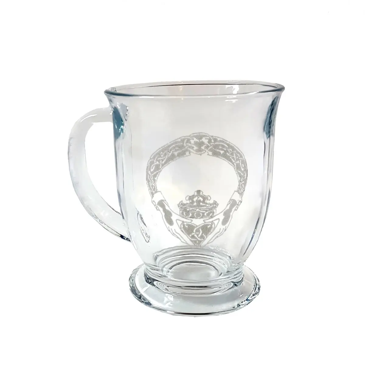 Lyoncraft COCG01 Thick 16 oz Irish Claddagh-Engraved Glass Coffee Mug, 16Oz