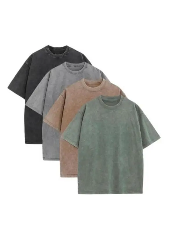 4 Pack Oversized Tshirts Unisex Gym Vintage Heavyweight T Shirts Cotton Workout Acid Wash Baggy Tees Unisex Gym Daily Wear Gym Athletic Clothes Casual Sporty Top Casual Training Top,back to school,back to school shopping
