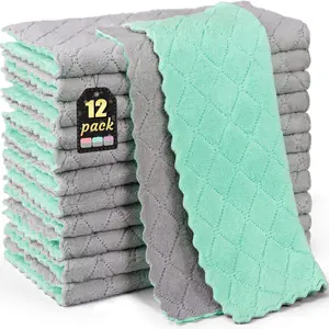 12 Pack Kitchen Cloth Dish Towels, 12x12 inch Soft Premium Dishcloths, Absorbent Microfiber Cleaning Cloth for Cleaning Dishes, Kitchen, Bathroom, Car