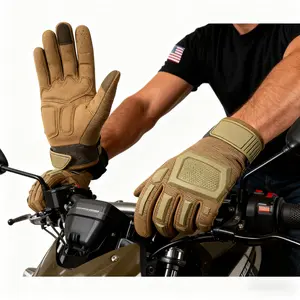Windproof Motorcycle Riding Gloves Men - Tactical Military Style, Anti-Slip Durable, 2-Finger Touchscreen with Reinforced, Ideal for Outdoor Work Motorbike