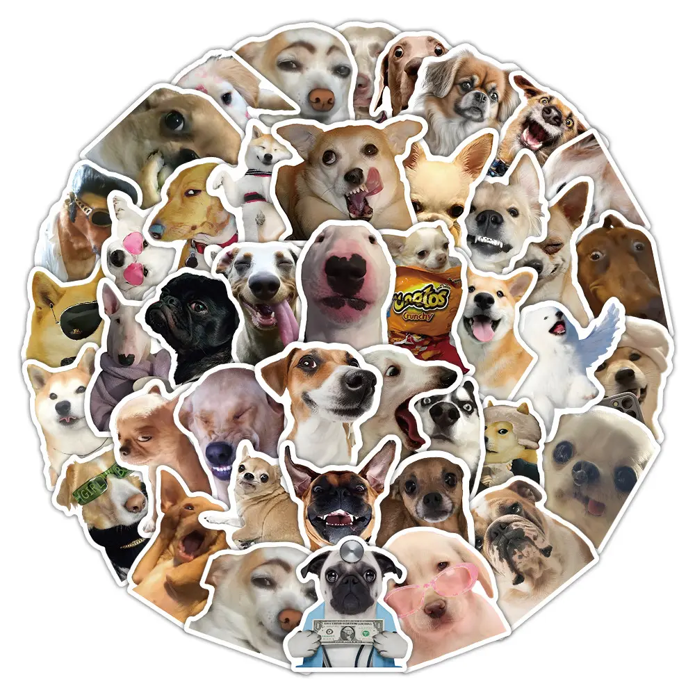 53-Piece Hilarious Puppy Sticker Set | Animated Dog Meme Graffiti Art for Phone Cases, Journals & Fan Collections