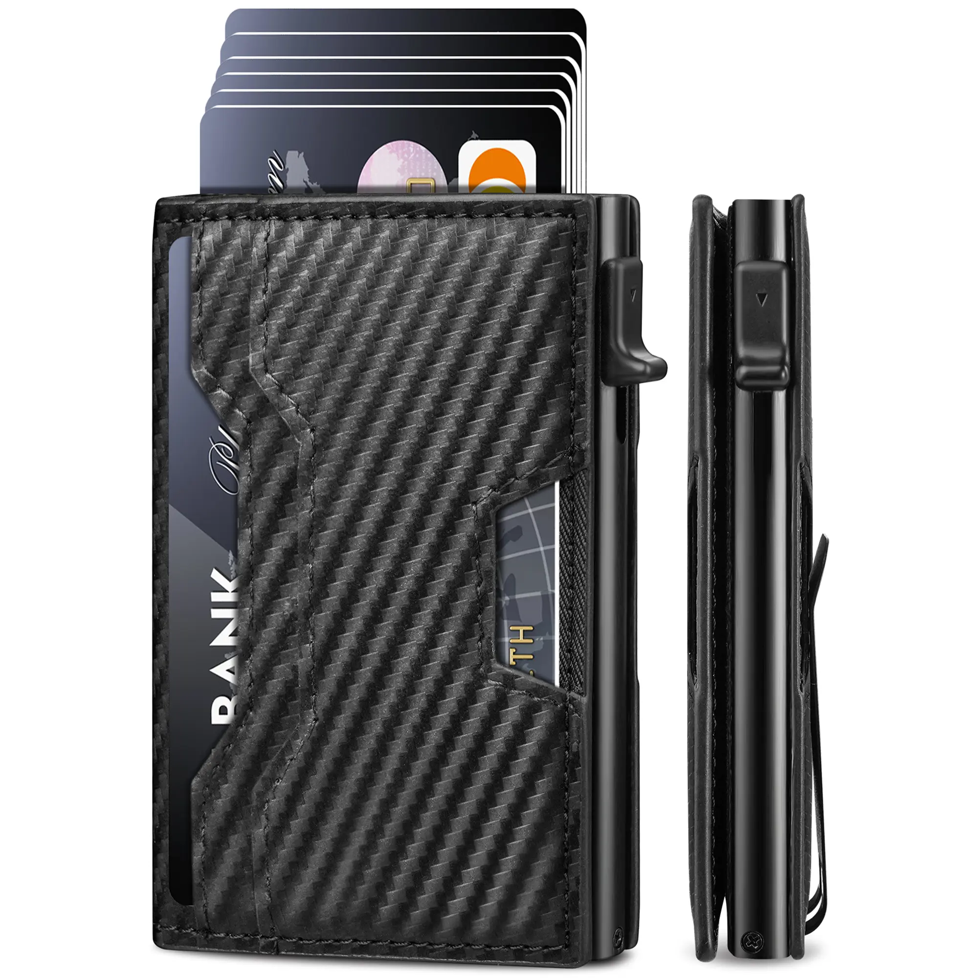 Wallet for Men, Mens Wallet Minimalist Slim Wallet, Smart Pop Up Case Wallet with Money Clip RFID Blocking Bifold Wallet