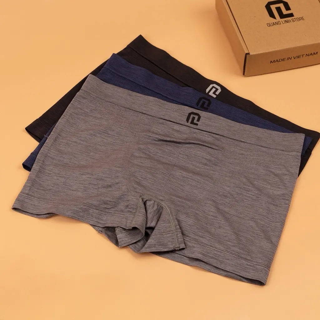 Quần sịp Boxer Quang Linh Combo 3 quần cạp liền 80% Polyamide 10% Polyester 10% Spandex