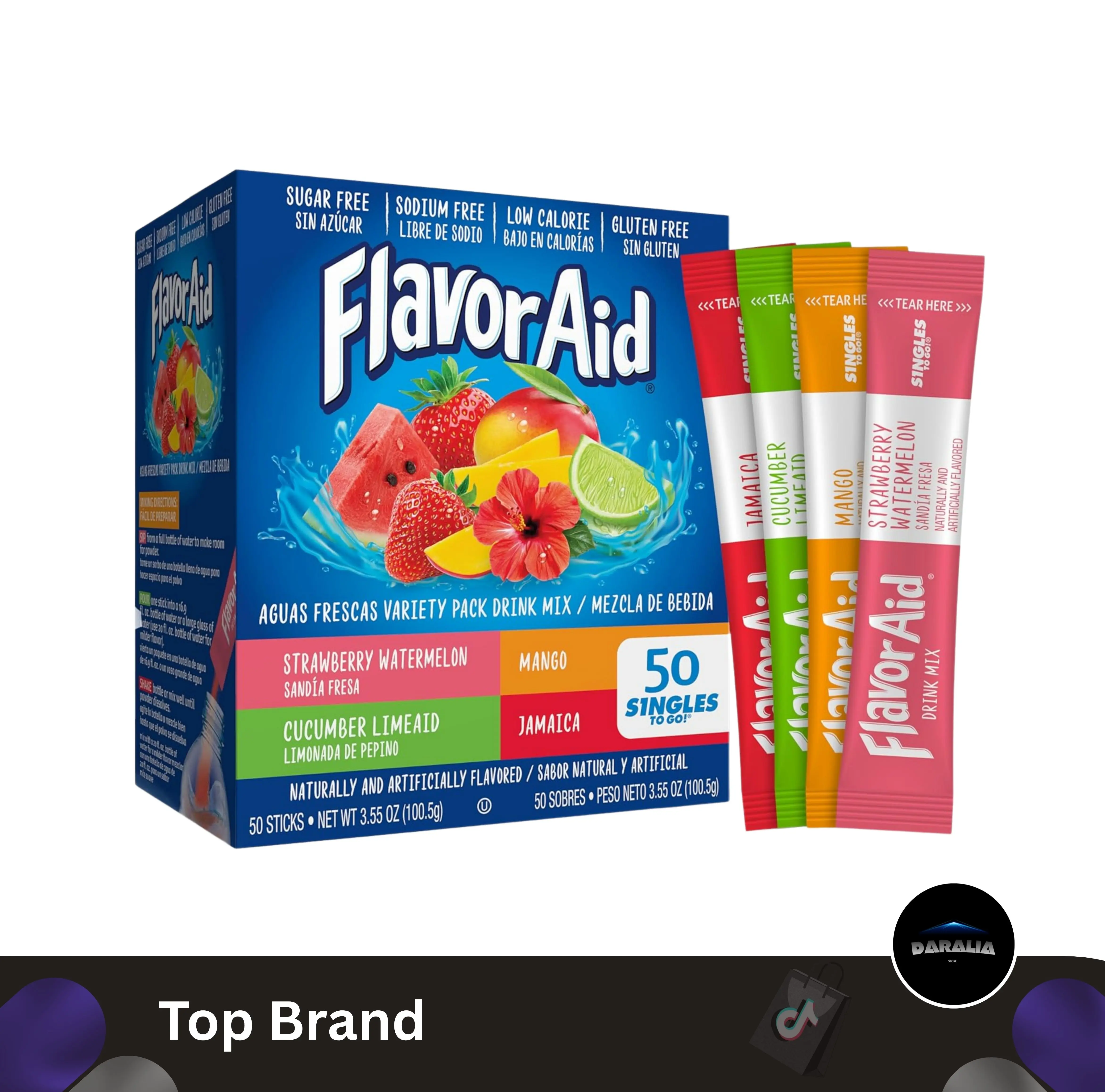 Flavor Aguas Frescas Singles To Go Powdered Drink Mix, 50 Packets