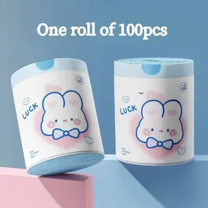 100pcs Blue Heart Rabbit Drawstring Cute Cartoon High-Quality Home Kitchen Handheld Thick Garbage Bags, Trash Pack, Durable & Reusable Trash Bin Liners