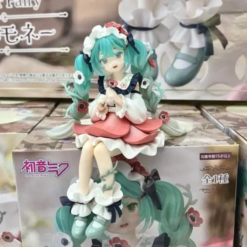 Model FuRyu Noodle Stopper Hatsune Miku 14cm Flower Fairy Anemone Figure Anime Figurine Collections Toys Gifts