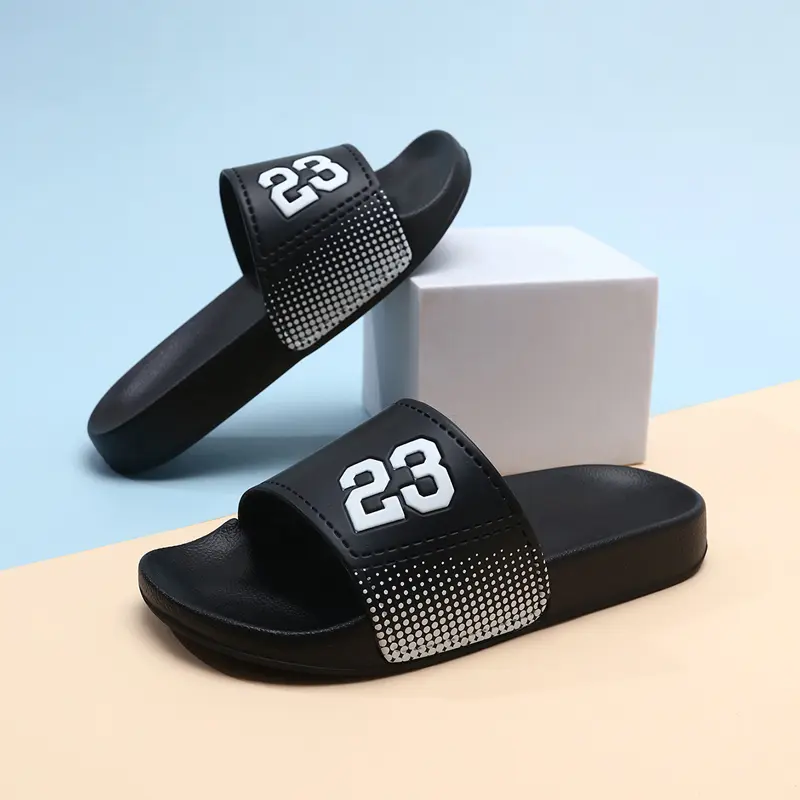 Children's Fashionable Home Outdoor Slippers with Digital 23 Trendy EVA Lightweight Non-Slip Odor-Resistant One-Strap Sandals for Kids