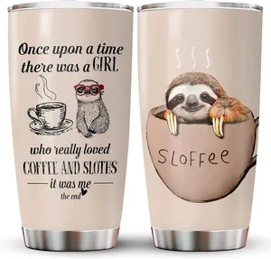 Sloth Gifts, Cute Sloth Tumbler with Lid 20 oz Stainless Steel, Sloth Coffee Mug, Just A Girl Who Loves Sloth Cup, Sloth Gifts for Women