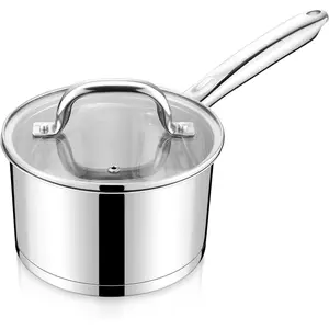 2 Quart Saucepan with Lid, Stainless Steel Sauce Pan Small Cooking Pot, Tri-Ply Bottom Multipurpose Sauce Pot, Dishwasher Safe, Compatible with  Stovetops
