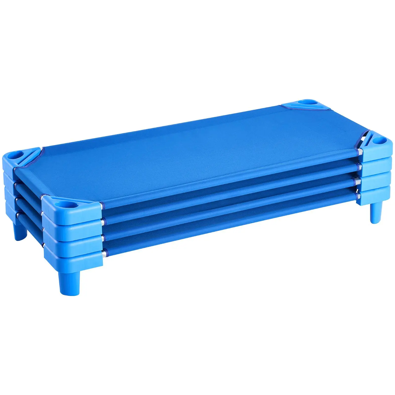 【FathersDayGift】VEVOR Stackable Kiddie Cot, Pack of 4,  Portable Toddler Nap Cots, Standard Size 52" L x 23" W Daycare Cots for Kids, Preschool Classroom Daycare Beds for Sleeping, Resting, Naptime, Blue