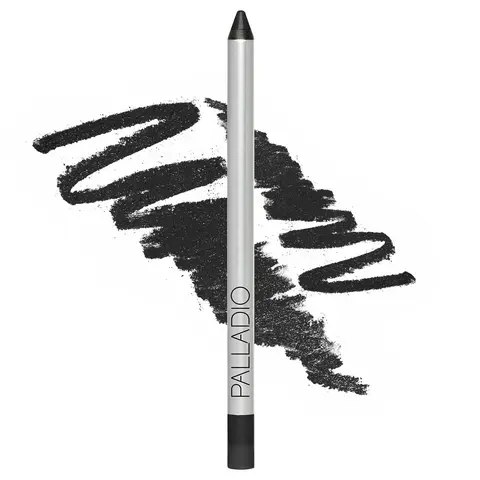Palladio Silicone-Based Cosmetic Eyeliner - Ginseng-Infused, Gluten-Free, Cruelty-Free, Smudge-Proof, Rich Pigment, Smooth Application, Gentle for Sensitive Eyelids, Sharpenable, Fine Point, Dark, Elegant, Enhance Eyes, for Bronze Everyday Looks, Fine Poi