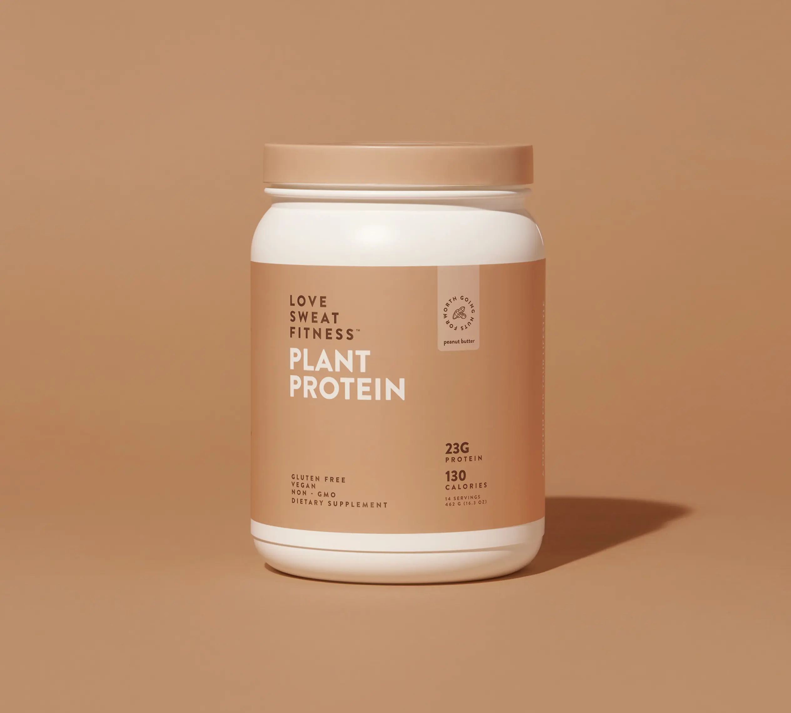 LSF Peanut Butter Plant Protein Powder - 23g of protein, Sugar Free, REAL Peanuts, Gluten Free, Organic, Blends Smooth - Brown Rice & Pea Protein