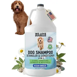 Dog Shampoo Half Gallon 64OZ - Cleans, Conditions & Detangles for Goldendoodles, Poodles & Doodles, For Matted Pet Hair, Sensitive Skin Puppy Wash, Made in USA, Ocean Breeze