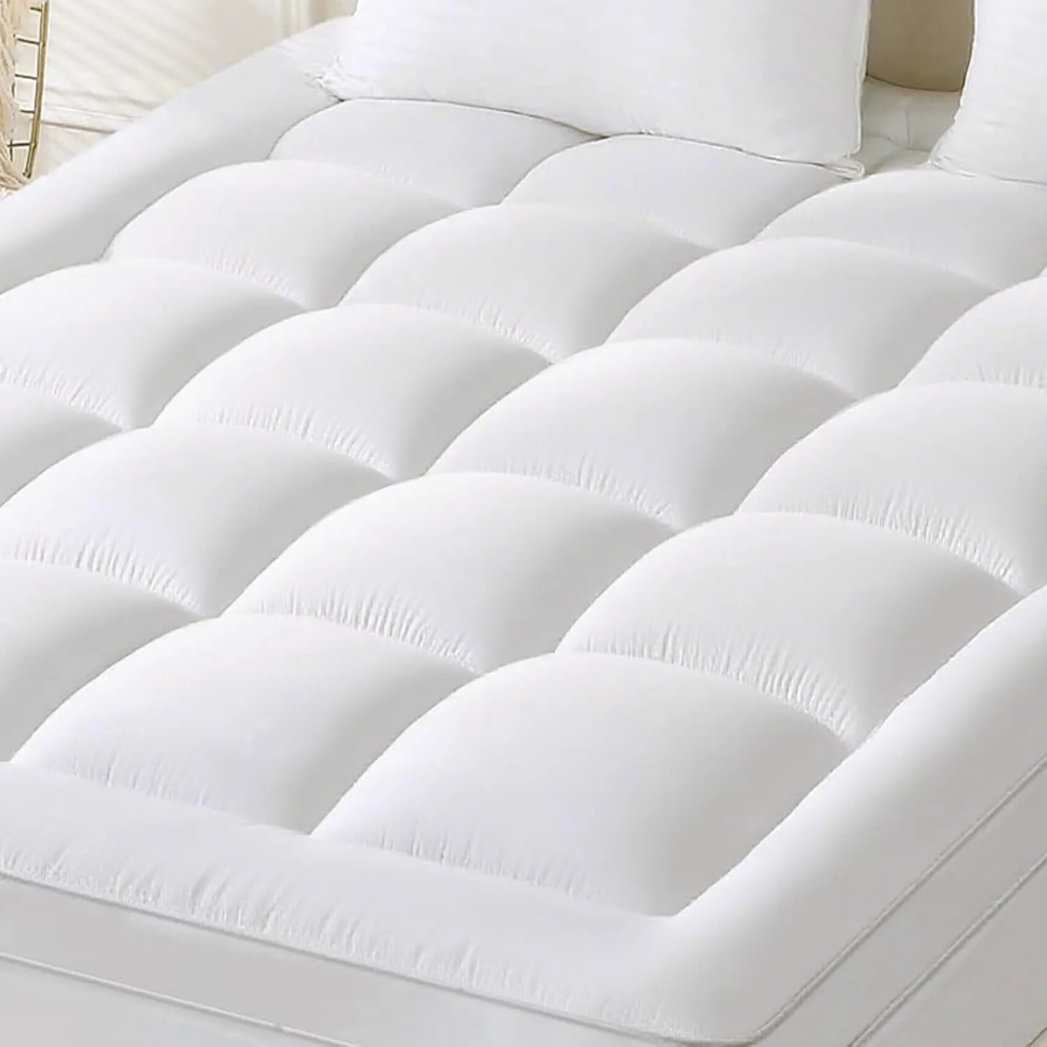 TIKTOK shop Extra Thick Mattress Topper Queen, Pillow Top Mattress Topper Overfilled 900GSM Down Alternative for Back Pain, Cotton Super Soft Quilted  Mattress Pad 8-20" Deep Pocket