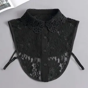 White Detachable Collar Simulated Collar For Decorating European Laced Halfs Collar Shirt Dickey Collar  Shirt One Size Can Be Paired With Various Jackets Suitable For Business, Gatherings For Women (black)