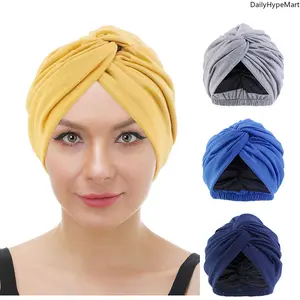 Double Layer Satin Indian Turban, Elastic Cross Twist Chemo Head Wrap