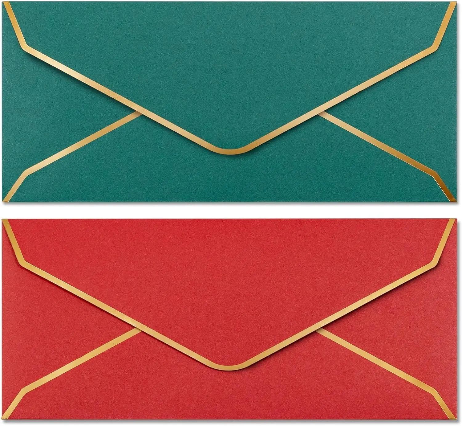 100-Pack #10 Business Envelopes, 4 1/8 x 9 3/8 Inches, Red Green Christmas Colors