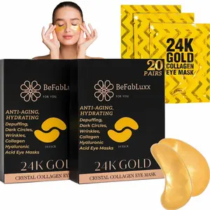 24K Gold Under Eye Patches (20 Pairs) Anti-Aging, Hydrating, Depuffing, Dark Circles, Wrinkles, Collagen & Hyaluronic Acid Eye Masks,Eye Gels Pads, Undereye Bags, Gift, Natural Cruelty-Free Nourishing Pack Smooth Smoothing Vegan
