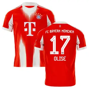 Unisex Soccer/Football Bayern Munich Team Michael Olise 17 Champions League Playoffs 2026 Home On Field Jersey - Red