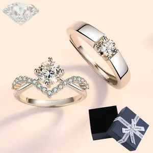 Crowning for love couple ring four prong ring engagement wedding anniversary Jewelry Bridal engagement rings