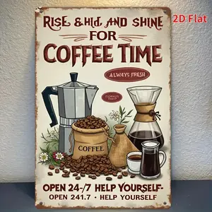 Retro Coffee Bar Decoration, Rustic Farmhouse Design, 2D Flat Ping Pong Wooden Signage, Ideal for Kitchen & Café, Perfect Gift for Coffee Lovers, Room Decor, Vintage Plaque Decor, Wooden Home Sign