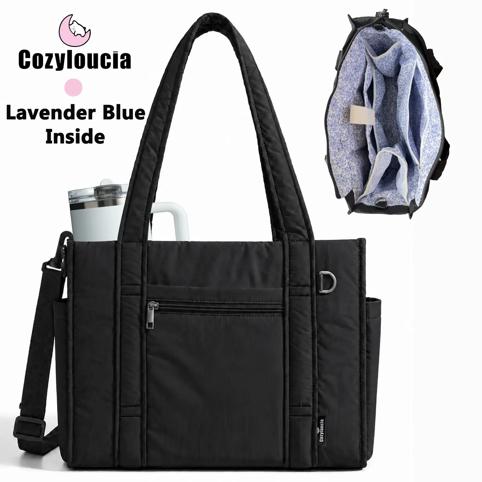Cozyloucia Floral Boxy Tote Bag for Women Crossbody Bag with Zipper ,Handle Bag for Work College Travel Ultra Lightweight Multi-pocket Design Summerfinds Fallfashion BackToSchool