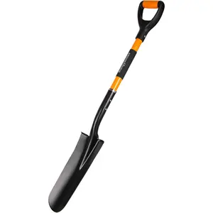 Spade Shovel,Transplanting Spade,Drain Spade,Spade Shovels for Digging,Shooter Shovel or Spade, D-Grip,Fiberglass Handle (Drain Spade)